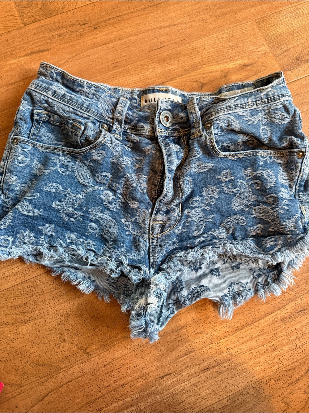 Bullhead Light Blue Floral Print Denim Cutoff Shorts